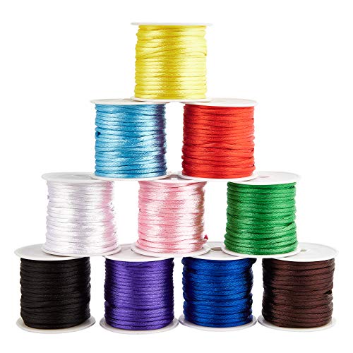 PandaHall 10 Farben 2.5mm Satin Nylon Trim Cord, Rattail Seidenschnur 109 Yards Nylonschnur Satin Craft Knotenschnur Für Halskette Armband Perlen Chinese Knot PandaHall 10 Farben 2.5mm Satin Nylon Trim Cord, Rattail Seidenschnur 109 Yards Nylonschnur Satin Craft Knotenschnur Für Halskette Armband Perlen Chinese Knot von PH PandaHall