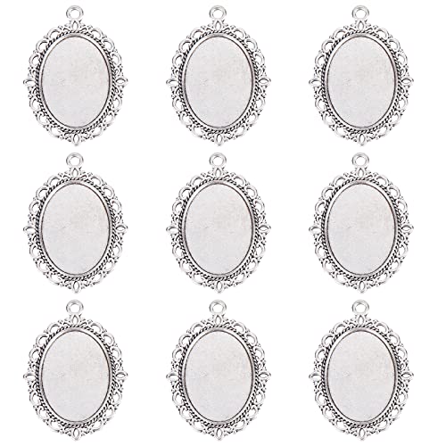 PandaHall 10 Stk. Anhänger-Tabletts Ovaler Lünetten Anhänger Tibetischen Stil Cabochon Einstellungen DIY Fundstücke für die Schmuckherstellung, Antiksilber, Tablett: 25x18mm PandaHall 10 Stk. Anhänger-Tabletts Ovaler Lünetten Anhänger Tibetischen Stil Cabochon Einstellungen DIY Fundstücke für die Schmuckherstellung, Antiksilber, Tablett: 25x18mm von PH PandaHall