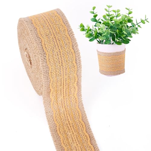 PandaHall 10 m Juteband mit Spitzenbesatz, 58 mm, Juteband, Sackleinenstoff, Bastelbänder für Geschenkverpackungen, Bastelarbeiten, Hochzeit, Weihnachtsdekoration PandaHall 10 m Juteband mit Spitzenbesatz, 58 mm, Juteband, Sackleinenstoff, Bastelbänder für Geschenkverpackungen, Bastelarbeiten, Hochzeit, Weihnachtsdekoration von PandaHall