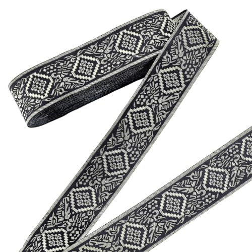 PandaHall 10.9 Yards/10 m Besticktes Band, 1.57 Zoll/40 mm Ethnisches Jacquard-Polyesterband, Vintage-Band, Stoff, Fransen Zum Nähen, Basteln, Heimdekoration, Hochzeit, DIY, Kleidungszubehör, Schwarz PandaHall 10.9 Yards/10 m Besticktes Band, 1.57 Zoll/40 mm Ethnisches Jacquard-Polyesterband, Vintage-Band, Stoff, Fransen Zum Nähen, Basteln, Heimdekoration, Hochzeit, DIY, Kleidungszubehör, Schwarz von PH PandaHall