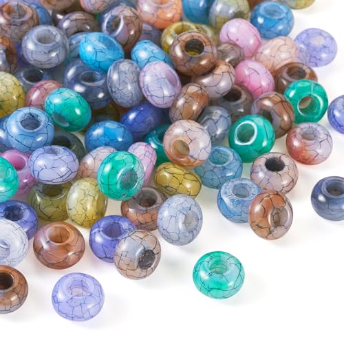 PandaHall 100 Stück 14 mm Craquelle-Acrylperlen, europäische Perlen, großes Loch, lose Abstandshalter, Perlen für DIY-Armbänder, Halsketten, Schmuckherstellung PandaHall 100 Stück 14 mm Craquelle-Acrylperlen, europäische Perlen, großes Loch, lose Abstandshalter, Perlen für DIY-Armbänder, Halsketten, Schmuckherstellung von PandaHall