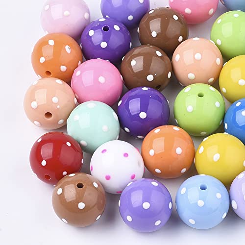PandaHall 100 Stück 16 mm Acryl-Perlen mit Punktemuster, blickdicht, Kunststoff, Pastellperlen, Kaugummi, klobig, lose Abstandshalter, lose Perlen für Schmuckherstellung, zufällige Farben PandaHall 100 Stück 16 mm Acryl-Perlen mit Punktemuster, blickdicht, Kunststoff, Pastellperlen, Kaugummi, klobig, lose Abstandshalter, lose Perlen für Schmuckherstellung, zufällige Farben von PandaHall