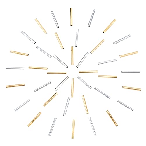 PandaHall 100 Stück 2 Farben 1 Zoll Messing Rohr Perlen Ring Makramee Perlen Spacer Perlen mit 4mm Loch für DIY Nähen Handwerk und Makramee Wandbehang Pflanzenhalter Handwerk, Golden/Silber PandaHall 100 Stück 2 Farben 1 Zoll Messing Rohr Perlen Ring Makramee Perlen Spacer Perlen mit 4mm Loch für DIY Nähen Handwerk und Makramee Wandbehang Pflanzenhalter Handwerk, Golden/Silber von PH PandaHall