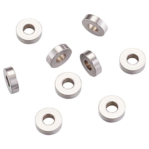 PandaHall 100 Stück Edelstahl flache runde Zwischenperlen 7 x 2 mm Metall Stopper Perlen für Halskette Armband Schmuckherstellung Loch: 2,7 mm PandaHall 100 Stück Edelstahl flache runde Zwischenperlen 7 x 2 mm Metall Stopper Perlen für Halskette Armband Schmuckherstellung Loch: 2,7 mm von PH PandaHall