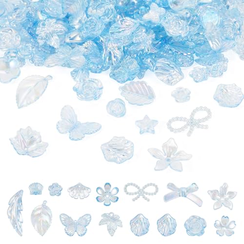 PandaHall 100 g sortierte Acrylperlen, blaue Blumen-Perlenkappen, Schleife, Schmetterling, Blumen-Abstandshalter, Blätter, baumelnde Charm-Perlen für Armbänder, Schmuckherstellung PandaHall 100 g sortierte Acrylperlen, blaue Blumen-Perlenkappen, Schleife, Schmetterling, Blumen-Abstandshalter, Blätter, baumelnde Charm-Perlen für Armbänder, Schmuckherstellung von PandaHall
