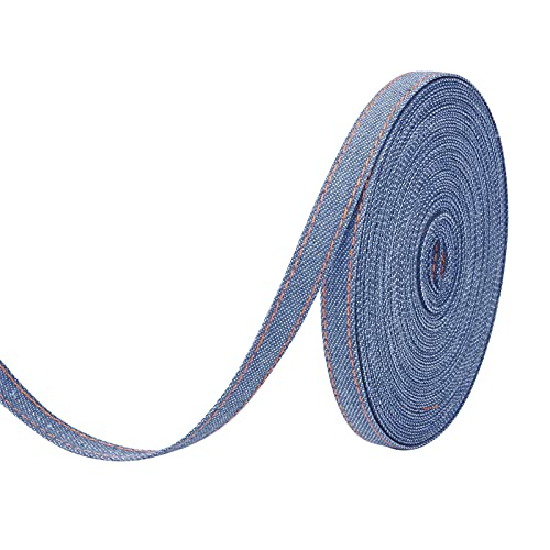 PandaHall 11 Meter Stitch Denim Band 10 mm Jean gemustertes Ripsband Königsblau Layering Stoff Jeans Schleifen Band für Haarspangen, Accessoires, Geschenkverpackungen und Nähen von PH PandaHall