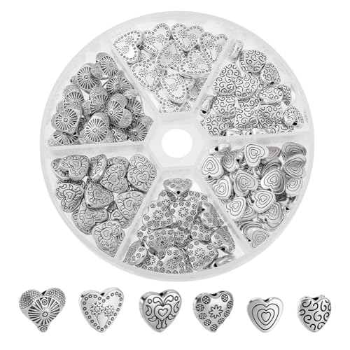 PandaHall 125pcs 6 Stil Herz Spacer Perlen Flache Runde Spacer Perlen Metall Spacer Tibetische Legierung Antike süße Herz Metallperlen für Armband Halskette Schmuckherstellung PandaHall 125pcs 6 Stil Herz Spacer Perlen Flache Runde Spacer Perlen Metall Spacer Tibetische Legierung Antike süße Herz Metallperlen für Armband Halskette Schmuckherstellung von PH PandaHall