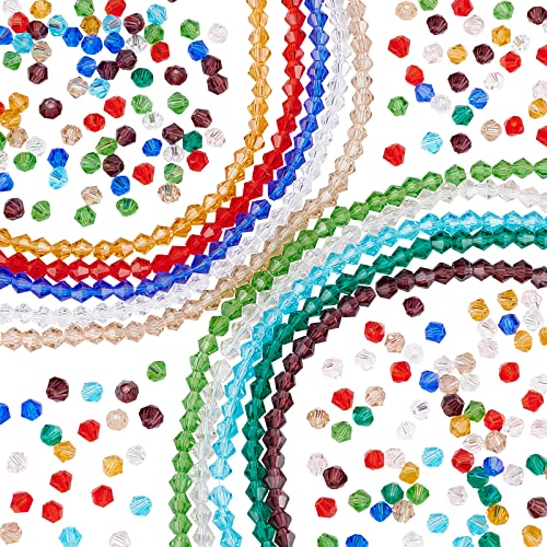PandaHall 1300 Stück 3 mm Facettierte Glasperlen, 10 Farben Kristall Bicone Perlen Glas Lose Perlen Bulk Beads Sortiment Lot Für Freundschaftsarmbänder, Halsketten von PH PandaHall