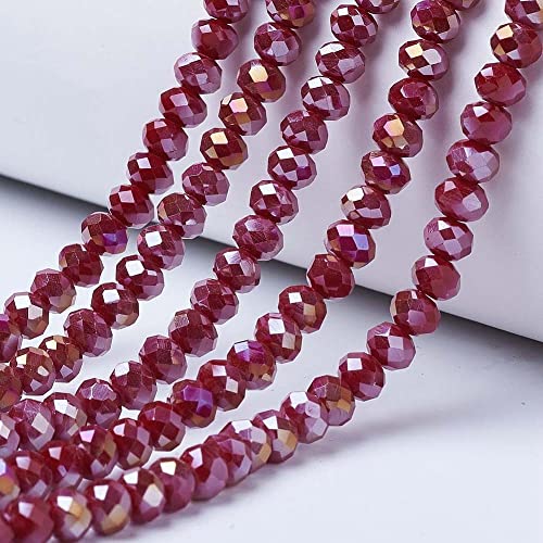 PandaHall Briolette facettierte Rondelle-Glasperlen, 4 mm, undurchsichtiges Glas, winzige Abstandshalter, lose Perlen für Armbänder, Halsketten, Ohrringe, Schmuckherstellung, Dunkelrot, 1300 Stück PandaHall Briolette facettierte Rondelle-Glasperlen, 4 mm, undurchsichtiges Glas, winzige Abstandshalter, lose Perlen für Armbänder, Halsketten, Ohrringe, Schmuckherstellung, Dunkelrot, 1300 Stück von PH PandaHall