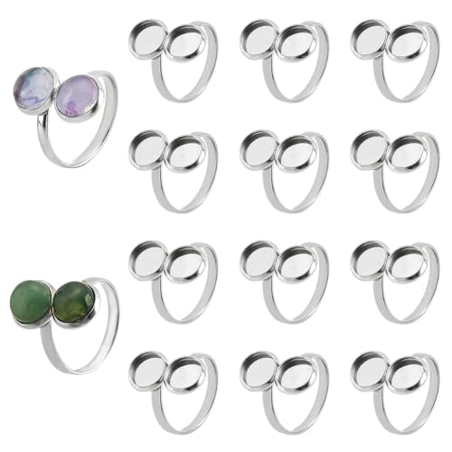 PH PandaHall 14 Stück Ring Rohlinge, Fingerring Blank Base Verstellbare Manschettenringeinstellungen Cabochonbasis 304 Edelstahl Flache Runde Lünette Tablett Für Zubehör Zur Schmuckherstellung PH PandaHall 14 Stück Ring Rohlinge, Fingerring Blank Base Verstellbare Manschettenringeinstellungen Cabochonbasis 304 Edelstahl Flache Runde Lünette Tablett Für Zubehör Zur Schmuckherstellung von PH PandaHall