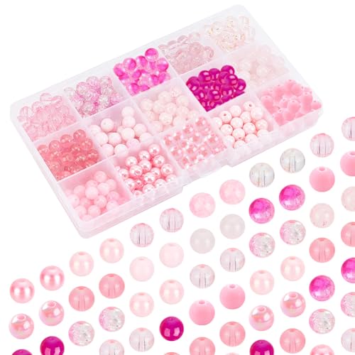 PandaHall 15 Stil Rosa Glasperlen, 450 Stück 8 mm Crackle Glass Baking Painted Bead Round Loose Beads Spacer Für Valentinstag Sommer Boho Armbänder, Halsketten, Handwerk DIY Schmuckherstellung PandaHall 15 Stil Rosa Glasperlen, 450 Stück 8 mm Crackle Glass Baking Painted Bead Round Loose Beads Spacer Für Valentinstag Sommer Boho Armbänder, Halsketten, Handwerk DIY Schmuckherstellung von PH PandaHall