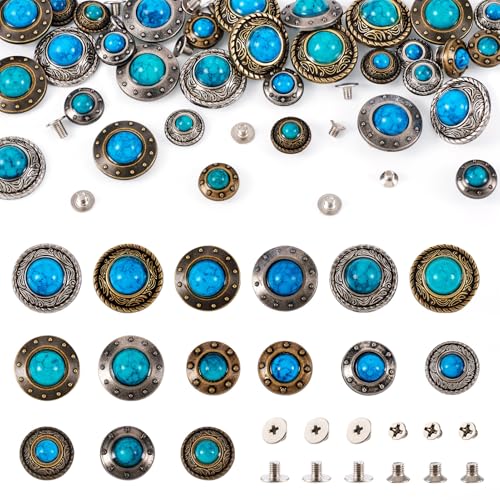 PandaHall 16 Sets Schraubnieten Leder Nieten Flache Runde Knöpfe Faux Türkis Dekorative Nieten Nieten für Geldbörse Handtasche Schuhe Leder Handwerk Kleidung Gürtel PandaHall 16 Sets Schraubnieten Leder Nieten Flache Runde Knöpfe Faux Türkis Dekorative Nieten Nieten für Geldbörse Handtasche Schuhe Leder Handwerk Kleidung Gürtel von PandaHall