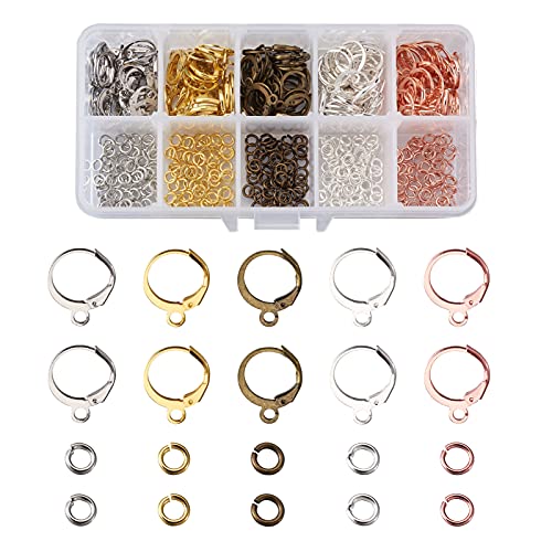 PandaHall 160 Stück Messing runde Hebel-Ohrringhaken – 5 Farben Huggie Hoop Leverback Ohrringe mit Sprungringen für DIY Schmuckherstellung von PandaHall