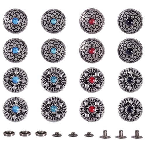 PandaHall 16er Set Türkis Schnellnieten Ohrstecker Antik Silber Leder Druckknöpfe Ziernieten Nieten für Handtasche, Schuhe, Leder, Handwerk, Gürtel PandaHall 16er Set Türkis Schnellnieten Ohrstecker Antik Silber Leder Druckknöpfe Ziernieten Nieten für Handtasche, Schuhe, Leder, Handwerk, Gürtel von PH PandaHall