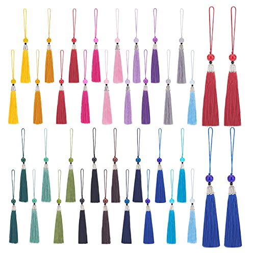 PandaHall 17 Farben Dekoration Quasten, 34pcs Polyester Quasten Charme Anhänger Große Lesezeichen Quasten Mit Perlen Für Ohrring Schmuck Schlüsselbund Vorhang Auto Hängende Abschlussfeier Dekoration von PH PandaHall