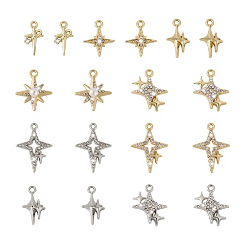 Pandahall Stern-Anhänger aus Messing mit Zirkonia, für Armband, Halskette, Ohrringe, Schmuckherstellung, Platin und Hellgold, 18 Stück Pandahall Stern-Anhänger aus Messing mit Zirkonia, für Armband, Halskette, Ohrringe, Schmuckherstellung, Platin und Hellgold, 18 Stück von PH PandaHall