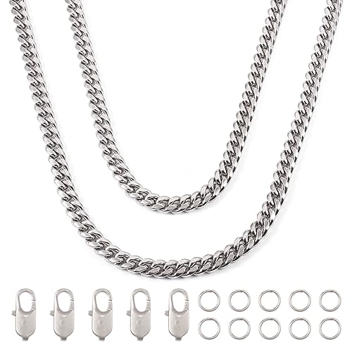 Pandahall 1 m lange kubanische Gliederkette aus Edelstahl mit gedrehten Binderingen im Panzerstil und Karabinerverschluss, perfekt für die Schmuckherstellung Pandahall 1 m lange kubanische Gliederkette aus Edelstahl mit gedrehten Binderingen im Panzerstil und Karabinerverschluss, perfekt für die Schmuckherstellung von PH PandaHall