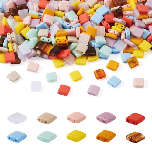 PandaHall 2-Loch-Rocailles, Tila-Perlen, flach, quadratisch, Trägerperlen, Acryl, mehrsträngige Verbindung, für Armband, Halskette, Ohrringe, Schmuckherstellung, 400 Stück PandaHall 2-Loch-Rocailles, Tila-Perlen, flach, quadratisch, Trägerperlen, Acryl, mehrsträngige Verbindung, für Armband, Halskette, Ohrringe, Schmuckherstellung, 400 Stück von PH PandaHall