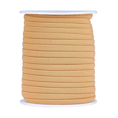 PandaHall flache dünne elastische Schnur, 5 mm, weiche Nylonschnur, genäht, dehnbare Lycra-Kordel zum Nähen, Basteln, Stirnband, Schmuckherstellung, Zubehör, Sandbraun von PH PandaHall