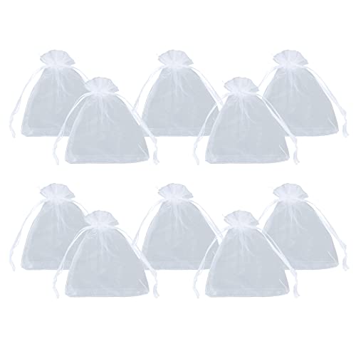 Pandahall 200pcs White Rectangle Organza Taschen Xmas Festival Dekorative Geschenktüte Schmuckbeutel Taschen Hochzeitsfeier Favor Bag Drawstring Candy Package (10x12cm) von PH PandaHall