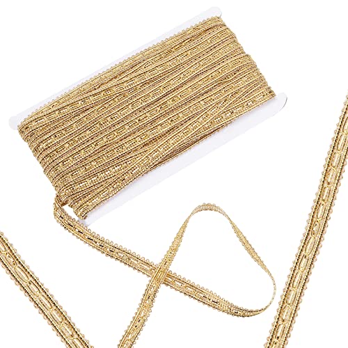 PandaHall 20m Metallische Gewebte Flechtborte, 14mm Gimpenbesatz Glänzender Lurex Besatz Gold Dekorative Stoffband Bortenspitzenbesatz für Kostüm DIY Nähen Handwerk Polsterung Wohnkultur PandaHall 20m Metallische Gewebte Flechtborte, 14mm Gimpenbesatz Glänzender Lurex Besatz Gold Dekorative Stoffband Bortenspitzenbesatz für Kostüm DIY Nähen Handwerk Polsterung Wohnkultur von PH PandaHall
