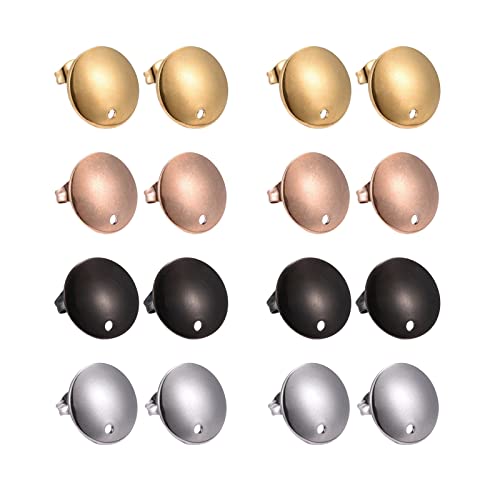 PandaHall 24 flache runde Ohrstecker, Komponenten, 4 Farben, 304 Edelstahl, Ohrstecker, mit Ohrring-Verschlüssen für Ohrringe, Schmuckherstellung, 13 mm PandaHall 24 flache runde Ohrstecker, Komponenten, 4 Farben, 304 Edelstahl, Ohrstecker, mit Ohrring-Verschlüssen für Ohrringe, Schmuckherstellung, 13 mm von PH PandaHall