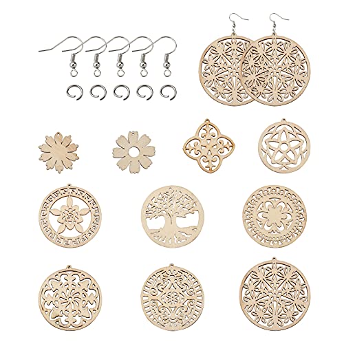 PandaHall 240 Stück unlackierte Holzohrringe Anhänger blanko hohl Kreis Blume Holz Baumeln Anhänger mit Messing Ohrringhaken & 304 Edelstahl Biegeringe für Schmuckherstellung PandaHall 240 Stück unlackierte Holzohrringe Anhänger blanko hohl Kreis Blume Holz Baumeln Anhänger mit Messing Ohrringhaken & 304 Edelstahl Biegeringe für Schmuckherstellung von PH PandaHall