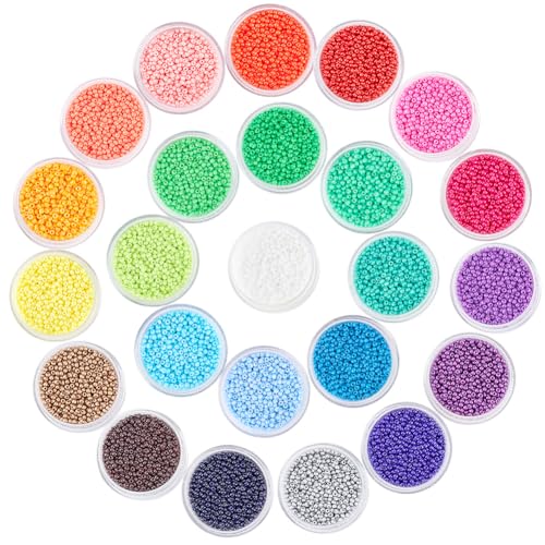 PandaHall 24000 Pcs 11/0 Mehrfarbige Perlen Glassamenperlen 24 Farben 2mm runde Ponyperlen Mini Spacer Perlen mit Behälter Box für Ohrring Armband Halskette Schmuck DIY Craft Making von PH PandaHall