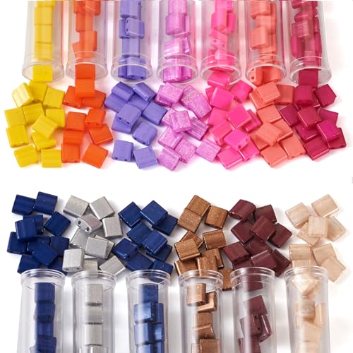 PandaHall 260 Stück 2-Loch-Glas-Rocailles, rechteckige Tila-Perlen, flache Glasperlen, Mini-Pony-Perlen für mehrsträngige Armbänder, Halsketten, Schmuckherstellung PandaHall 260 Stück 2-Loch-Glas-Rocailles, rechteckige Tila-Perlen, flache Glasperlen, Mini-Pony-Perlen für mehrsträngige Armbänder, Halsketten, Schmuckherstellung von PH PandaHall