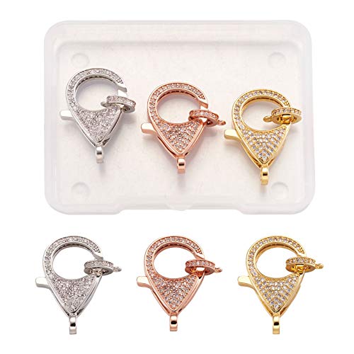 PandaHall 3 x kubische Zirkonia-Karabinerverschlüsse mit Aufhänger-Gliedern, 3 Farben, Strass-Karabinerverschlüsse für Halsketten, Armbänder, DIY-Schmuckherstellungszubehör PandaHall 3 x kubische Zirkonia-Karabinerverschlüsse mit Aufhänger-Gliedern, 3 Farben, Strass-Karabinerverschlüsse für Halsketten, Armbänder, DIY-Schmuckherstellungszubehör von PandaHall