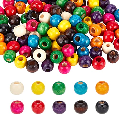 PandaHall 300pcs 10 Farben Bemalte Holzperlen, 10 mm Runde Holzperlen Bunte Holzperlen Holzabstandsperlen Mit 4 mm Großem Loch Für Schmuckherstellung Flechten Makramee DIY Bastelprojekt von PH PandaHall