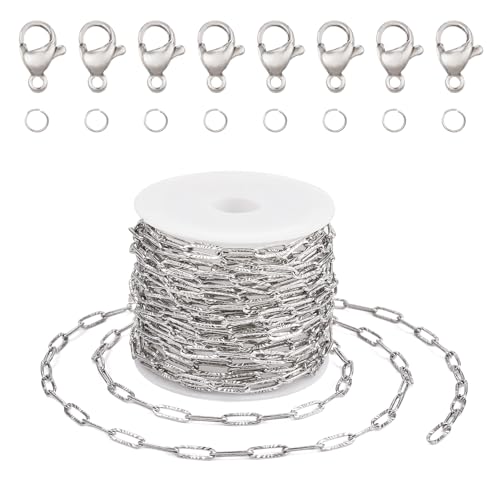 PandaHall 304 Edelstahl-Halsketten-Ketten, Büroklammer-Gliederketten mit 20 Karabinerverschlüssen, 40 Biegeringe für Armbänder, Schmuckherstellung, 5 m PandaHall 304 Edelstahl-Halsketten-Ketten, Büroklammer-Gliederketten mit 20 Karabinerverschlüssen, 40 Biegeringe für Armbänder, Schmuckherstellung, 5 m von PH PandaHall
