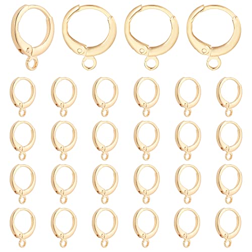 PandaHall 30pcs Huggie Hoop Ohrring-Zubehör 18 Karat Vergoldeter Messing-Ohrhaken Mit Hebelverschluss 12 Gauge Gold Huggie-Ohrring Mit Schlaufe Für Männer Frauen Ohrring-Schmuckherstellung von PH PandaHall