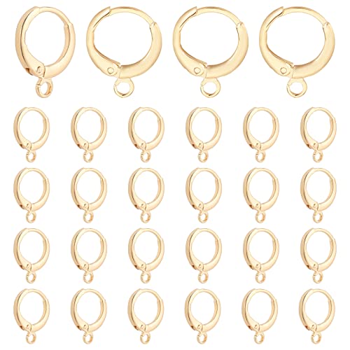 PandaHall 30pcs Huggie Hoop Ohrring-Zubehör 18 Karat Vergoldeter Messing-Ohrhaken Mit Hebelverschluss 12 Gauge Gold Huggie-Ohrring Mit Schlaufe Für Männer Frauen Ohrring-Schmuckherstellung von PH PandaHall