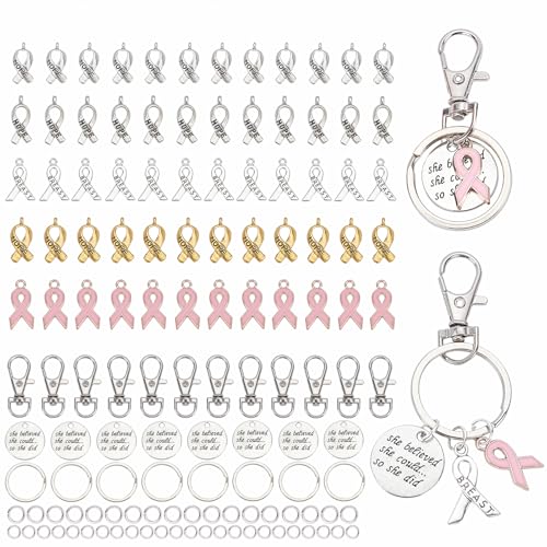 PandaHall 330pcs Breast Cancer Awareness Ribbon Pendant Kit, Pink Silver Ribbon Charms Inspirierende Anhänger Split Key Rings Swivel Karabinerverschlüsse Open Biegeringe Für Die Schmuckherstellung PandaHall 330pcs Breast Cancer Awareness Ribbon Pendant Kit, Pink Silver Ribbon Charms Inspirierende Anhänger Split Key Rings Swivel Karabinerverschlüsse Open Biegeringe Für Die Schmuckherstellung von PH PandaHall