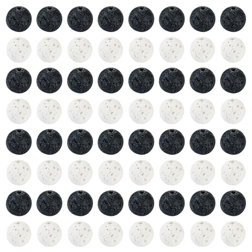 PandaHall 360 Stück natürliche Lavastein-Perlen, 8 mm, rund, Edelstein, weiß/schwarz, Vulkangestein, für Schmuckherstellung, Basteln, Armband, Halskette, Ohrring PandaHall 360 Stück natürliche Lavastein-Perlen, 8 mm, rund, Edelstein, weiß/schwarz, Vulkangestein, für Schmuckherstellung, Basteln, Armband, Halskette, Ohrring von PH PandaHall