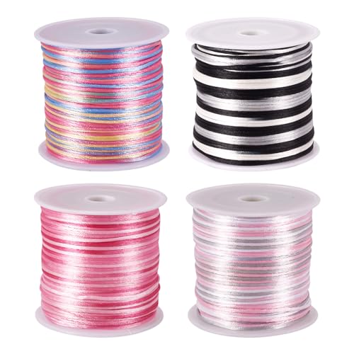 PandaHall 4 Rollen 1 mm Nylonfaden Segment gefärbtes Nylon chinesische Knotenschnur Makramee Schnur für DIY Handwerk Freundschaft Armband Schnur Schmuckherstellung von PandaHall