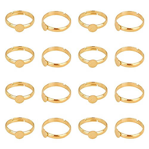 PandaHall 40 Stück Leere Ringe, Einstellbare Fingerring-Einstellungen Für Messing Komponenten Goldringe Mit 6 mm Rundem Pad Für Die Herstellung von Schmuckringen PandaHall 40 Stück Leere Ringe, Einstellbare Fingerring-Einstellungen Für Messing Komponenten Goldringe Mit 6 mm Rundem Pad Für Die Herstellung von Schmuckringen von PH PandaHall