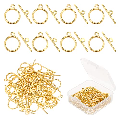 PandaHall 40 Sets Metall Knebelverschluss für Schmuck Armband t Verschluss Toggle Clasp Zylinder knebelverschlüsse für Armband Halskette Schmuckherstellung, Goldene von PH PandaHall