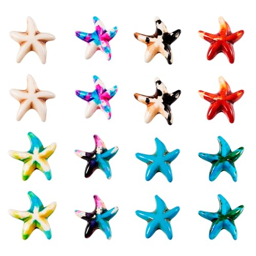 PandaHall 40 Stück türkisfarbene Seestern-Perlen, lose Edelsteinperlen, Ozean-Meeres-Perlen für Sommer, böhmische Armbänder, Halsketten, Schmuckherstellung von PandaHall