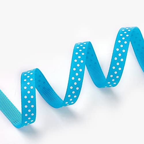 PandaHall 45,7 m 10 mm gepunktetes Ripsband, einseitiges Polyester-Satinband, Geschenkverpackungsband zum Nähen von Haarschleifen, Hochzeitsdekoration (tiefes Himmelblau) von PandaHall