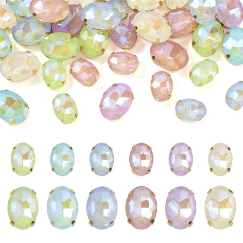 PandaHall 48 Stück Strasssteine zum Aufnähen, ovale Kristallglas-Klaue, Strass, flache Rückseite, mehrsträngige Glieder für Kleider, Kleidung, Schuhe, Taschen, Dekorationen von PH PandaHall