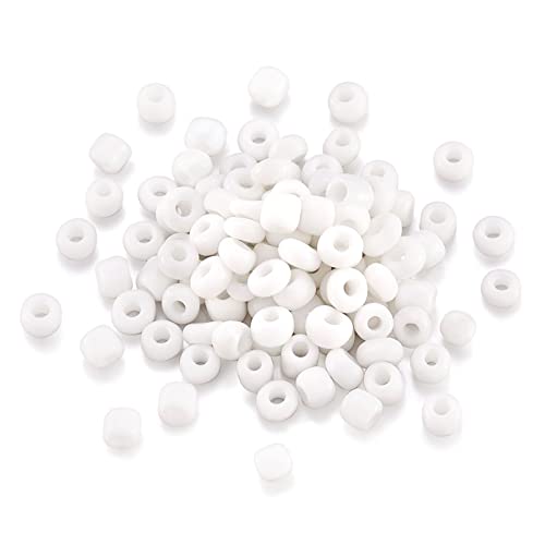PandaHall 495 Stück 4 mm Glas-Rocailles-Perlen 6/0 weiß, runde Glasperlen, kleine Bastelarbeiten, lose Perlen für Armbänder, Halsketten, Schmuckherstellung von PH PandaHall