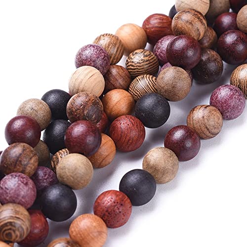 PandaHall 5 Stränge, natürliche bunte Holzperlen, 4 mm, runde Kugel, Holz-Abstandshalter, lose Perlen, handgefertigt, polierte Bastelperlen für Armband, Halsketten, Schmuckherstellung von PH PandaHall