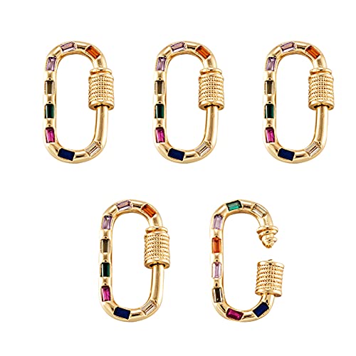 PandaHall 5 Stück Messing ovale Schraube Karabiner Schloss Charms mit bunten Cubic Zirkonia echt 18 Karat vergoldet Haken Verschlüsse für Handtaschen Halsketten Schmuckherstellung Basteln PandaHall 5 Stück Messing ovale Schraube Karabiner Schloss Charms mit bunten Cubic Zirkonia echt 18 Karat vergoldet Haken Verschlüsse für Handtaschen Halsketten Schmuckherstellung Basteln von PH PandaHall