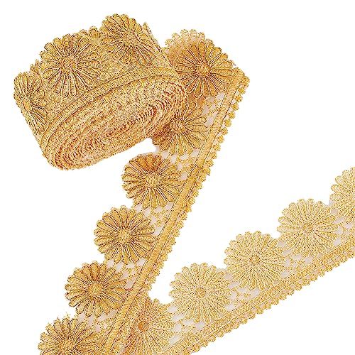 PandaHall 5 Yard Blumen Spitzenbesatz 2 Zoll Gelber Vintage Spitzenbesatz Nähspitze Stoffbesatz Häkelspitzenband Bastelspitze Für Hochzeit Applikation Kleid Braut Vorhang Schonbezug DIY Handwerk von PH PandaHall