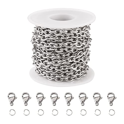 PandaHall 5 m Edelstahl-Kabelkette, grob, ovale Gliederketten, Bulk mit 10 Karabinerverschlüssen, 20 Biegeringe für Halsketten, Schmuckherstellung PandaHall 5 m Edelstahl-Kabelkette, grob, ovale Gliederketten, Bulk mit 10 Karabinerverschlüssen, 20 Biegeringe für Halsketten, Schmuckherstellung von PH PandaHall