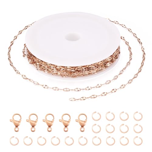 PandaHall 5 m lange Edelstahl-Ketten, rotgoldfarben, gelötet, Verlängerungsketten mit Karabinerverschlüssen, Biegeringe für Armbänder, Halsketten, Schmuckherstellung PandaHall 5 m lange Edelstahl-Ketten, rotgoldfarben, gelötet, Verlängerungsketten mit Karabinerverschlüssen, Biegeringe für Armbänder, Halsketten, Schmuckherstellung von PH PandaHall