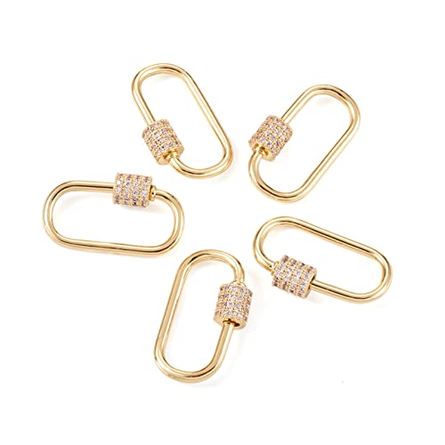 PandaHall 5 x ovale Messing-Karabiner-Lock-Anhänger mit klaren kubischen Zirkonia-Schlüsselanhänger-Haken-Verschlüsse für Schlüsselanhänger, Handtaschen, Halsketten, 24,5 x 15,5 x 1,5 mm PandaHall 5 x ovale Messing-Karabiner-Lock-Anhänger mit klaren kubischen Zirkonia-Schlüsselanhänger-Haken-Verschlüsse für Schlüsselanhänger, Handtaschen, Halsketten, 24,5 x 15,5 x 1,5 mm von PH PandaHall