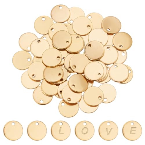 PandaHall 50 Pcs 304 Edelstahl Flache Runde Blank Stempel Tag Anhänger Charms Stempeln Blank Tag Charms Goldener Anhänger für Armband Halskette Schmuck DIY Handwerk Herstellung, 10mm PandaHall 50 Pcs 304 Edelstahl Flache Runde Blank Stempel Tag Anhänger Charms Stempeln Blank Tag Charms Goldener Anhänger für Armband Halskette Schmuck DIY Handwerk Herstellung, 10mm von PH PandaHall